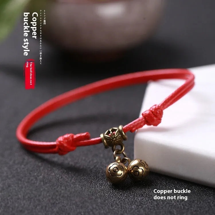 Adjustable nylon rope dog collar with brass bell or buckle in black, red or coffee colours