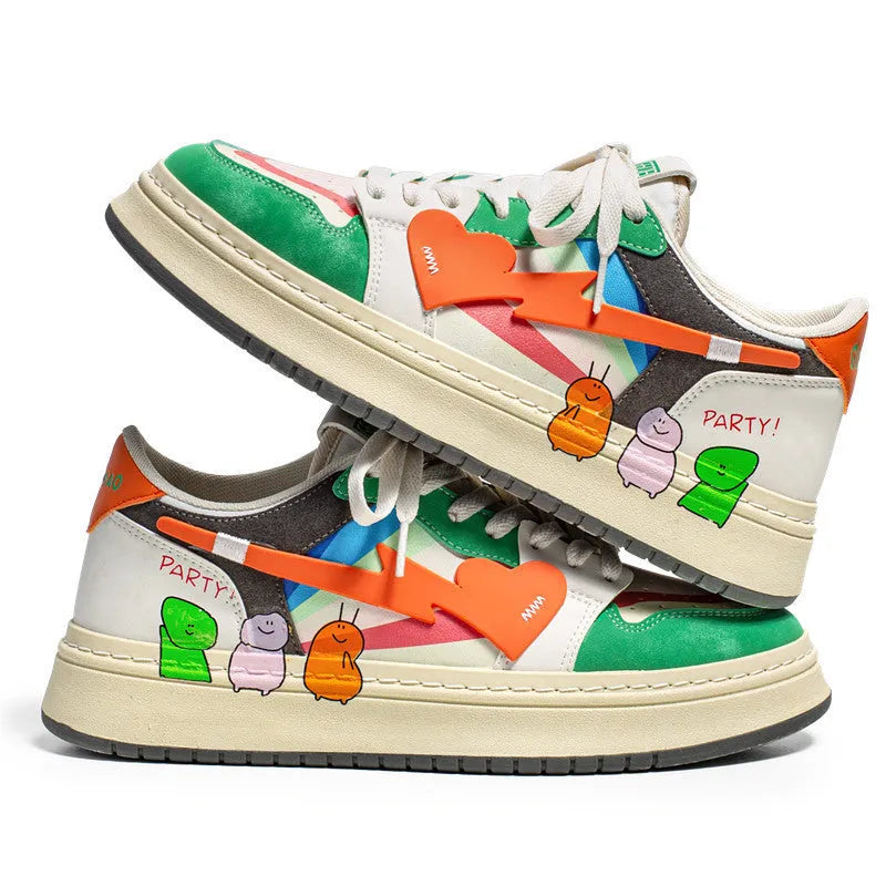 Simple lace-up casual sneakers in youth fashion style with plain design