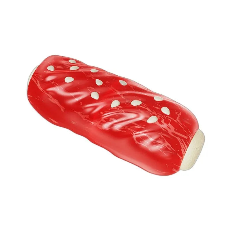Primary colour plastic molar rod dog chew toy for dental health and interactive play.