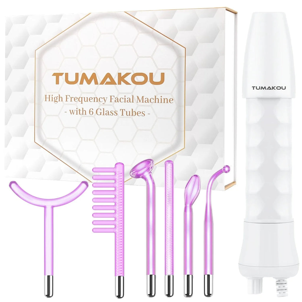 Purple high wave electrotherapy rod commercial beauty instrument with six accessory heads