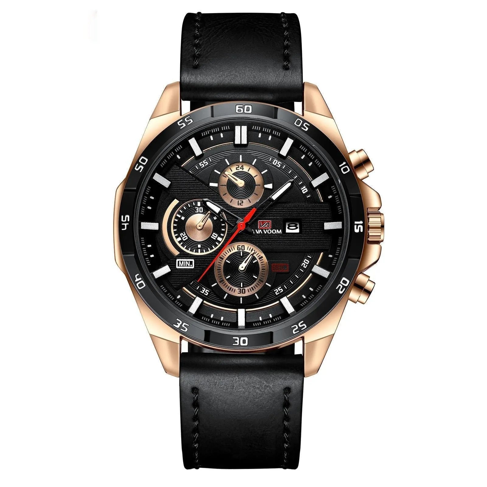 Men's waterproof quartz watch with calendar function in multiple colour options