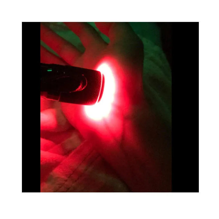 Black aluminium alloy Smart Vein Locator medical device showing red LED illumination for vein identification