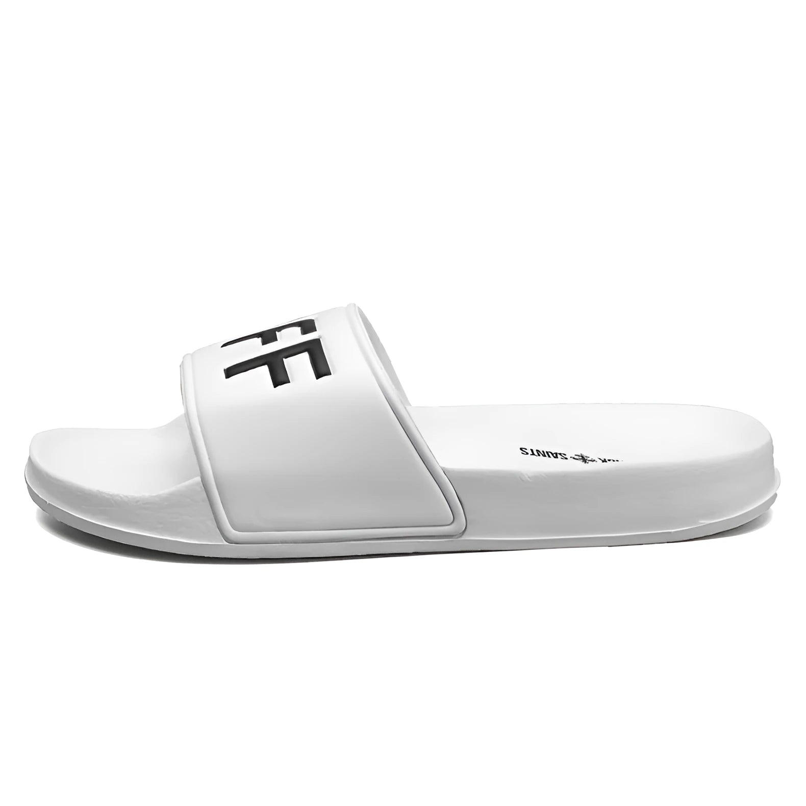 Personalised large-size men's open-toe slippers with rubber soles in black and white