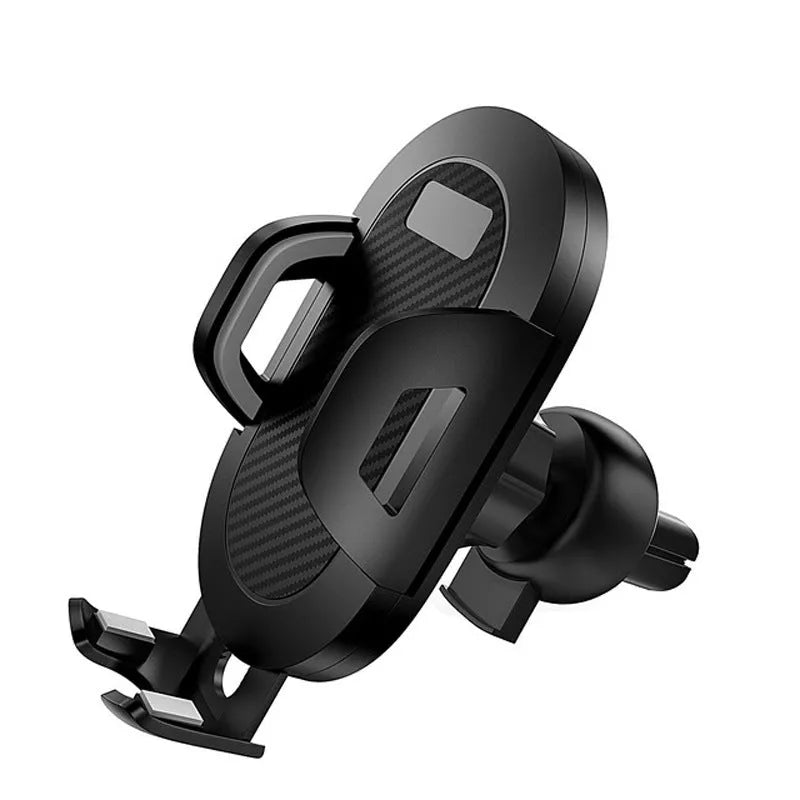 Black grey auto lock car phone holder mounted on a car air vent