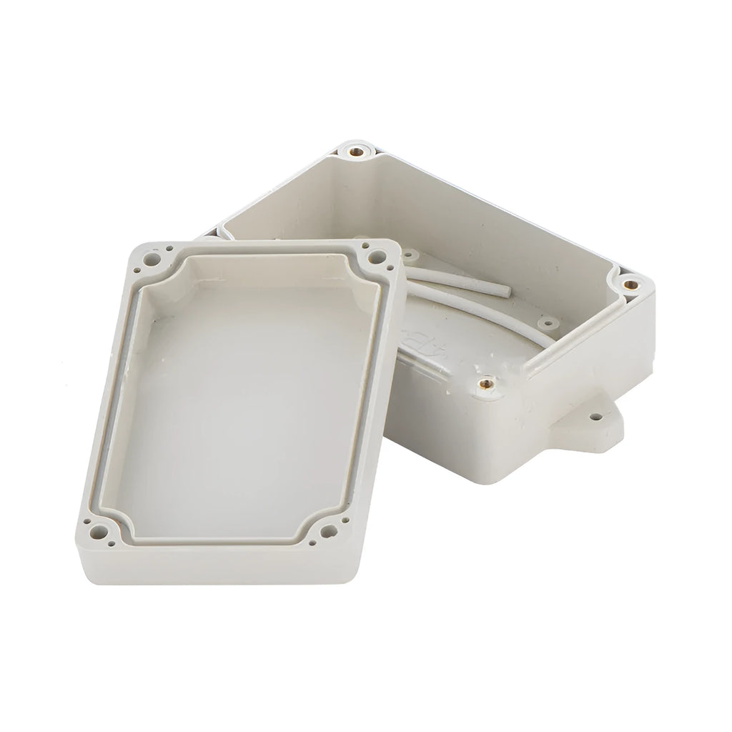 White ABS plastic waterproof instrument box for electronic components with dimensions 100mm by 68mm by 40mm.