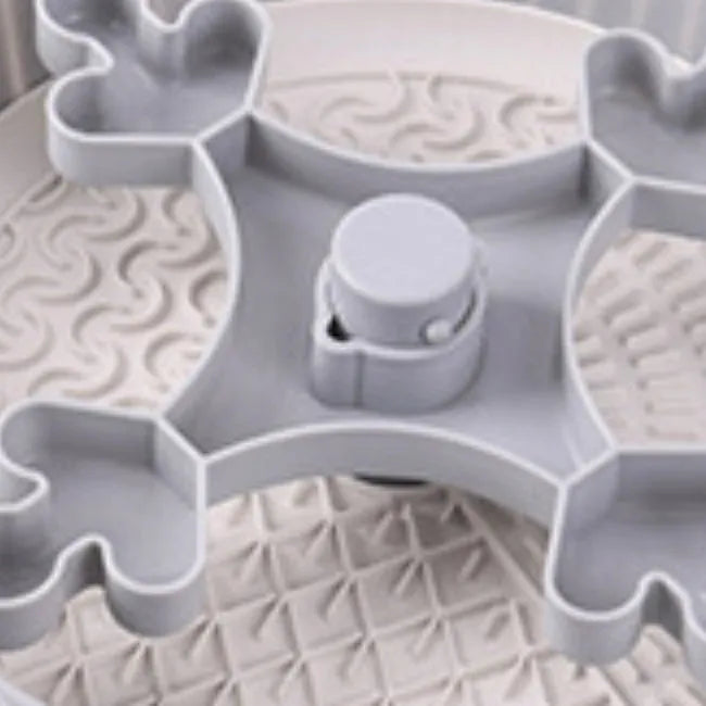 Rotating pet food basin with silica gel anti-choke mat in beige blue gray green or red