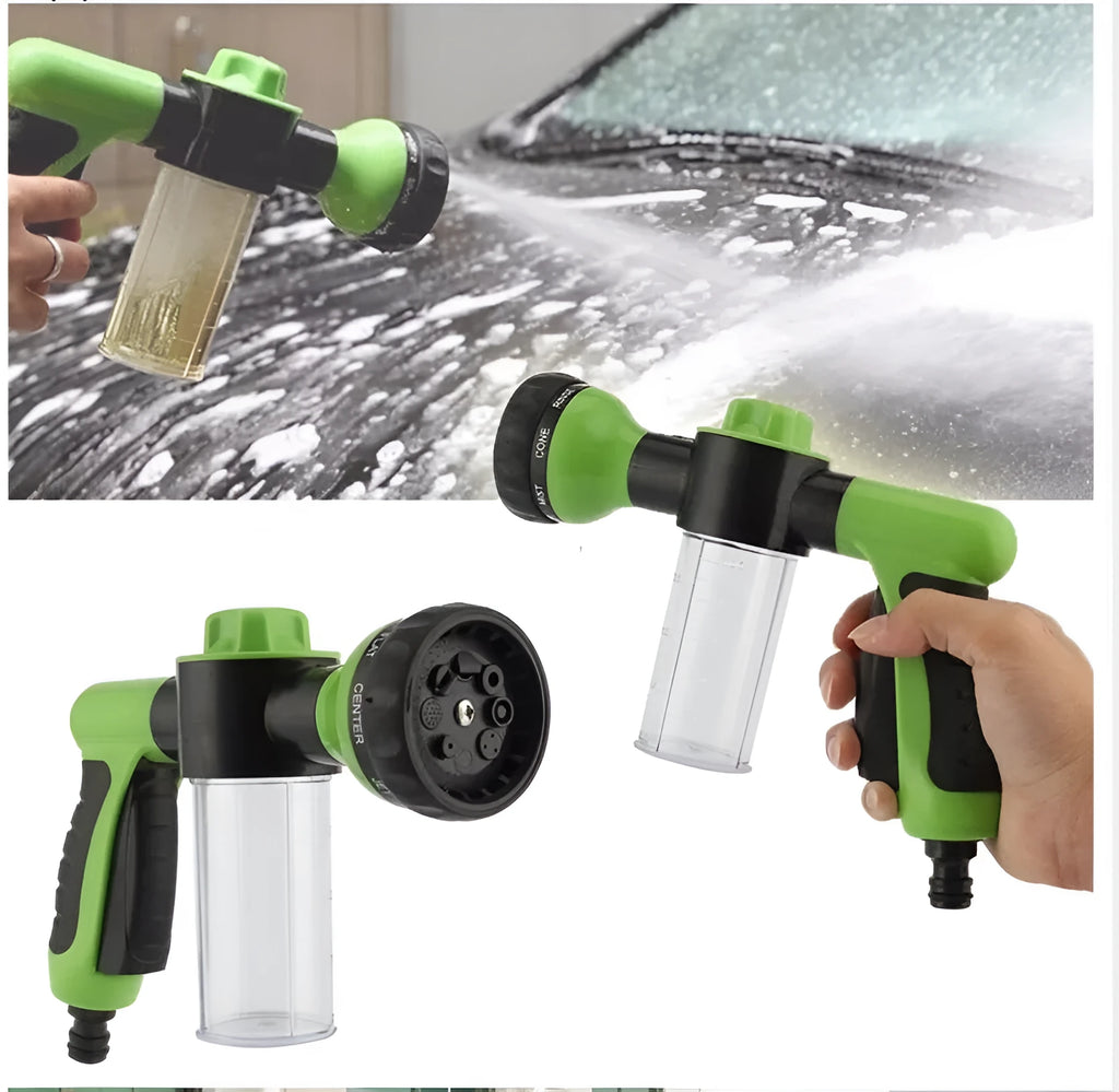 Green high pressure foam spray gun with adjustable nozzle for car washing and garden watering
