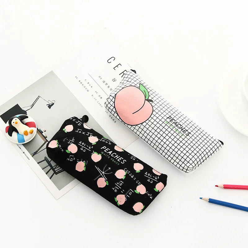 Rectangular canvas pen bag in White Peaches colour measuring 20x8.5cm