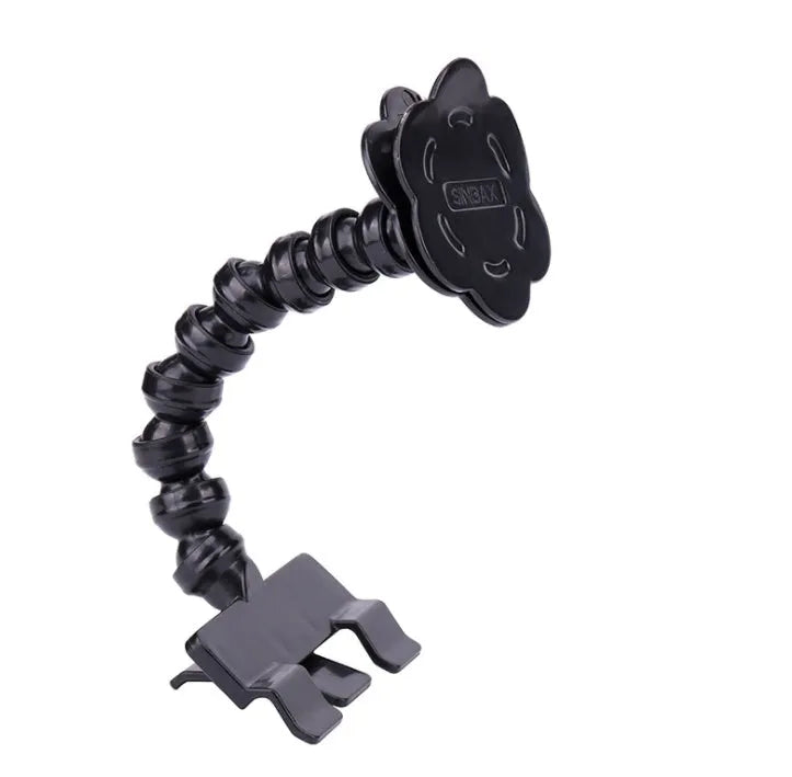 Black and white pet selfie stick with extendable 14.6cm PVC pole, square clip, and flower clip for mobile phone pet photography