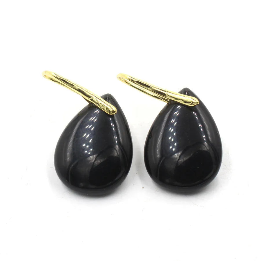 Geometric water droplet crystal earrings in multiple colour options with electroplated metal details
