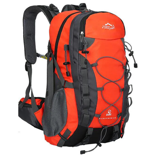Polyester sports backpack in green showing 32cm width and 50cm height dimensions