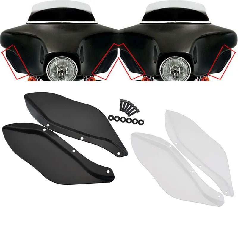 Pair of Harley motorcycle side wing head covers in ABS plastic for Touring models 1996-2013