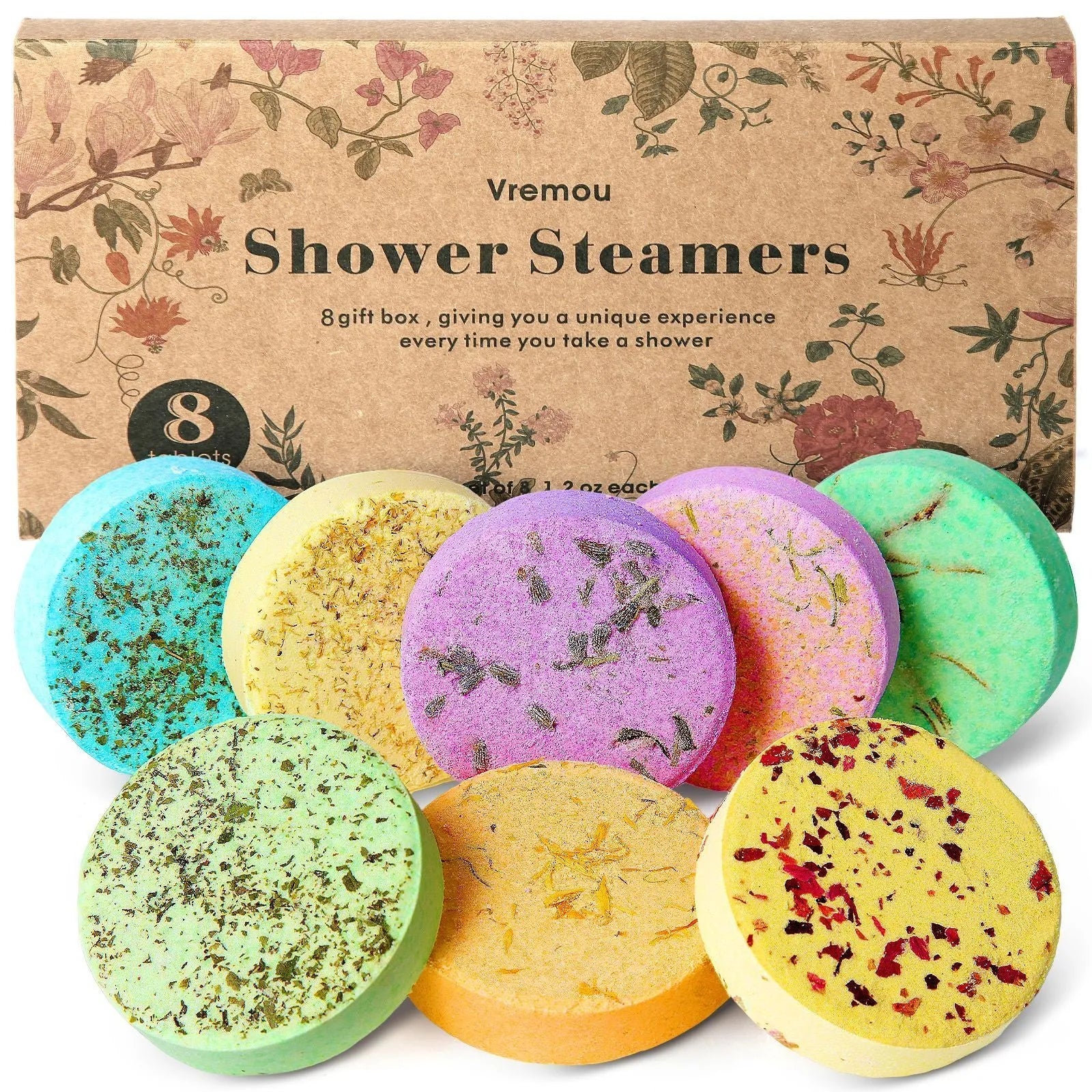 Round dried flower fragrance shower bath salt piece 35g with floral design