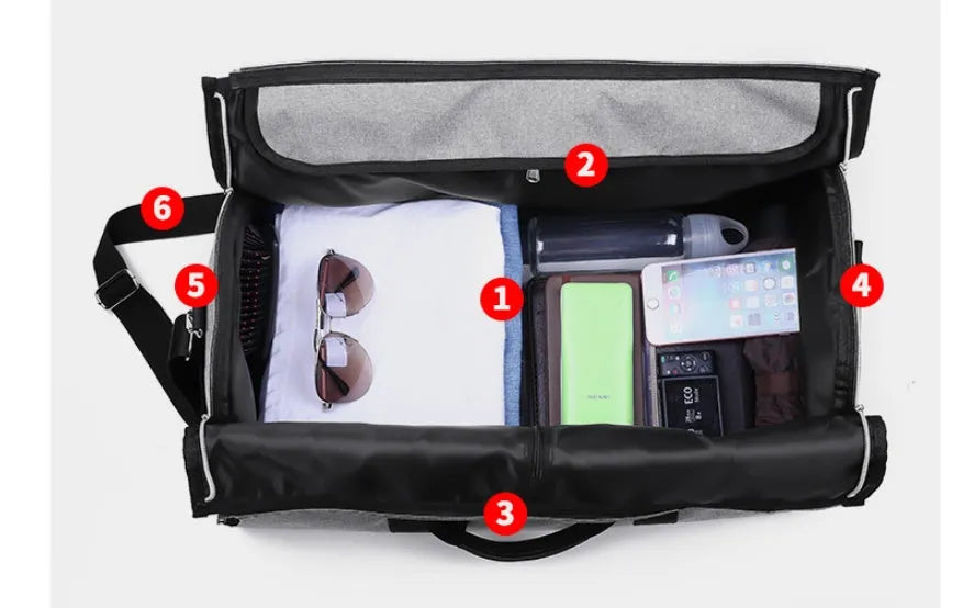 Cylinder travel bag in Oxford cloth available in four colours with 36-55L capacity