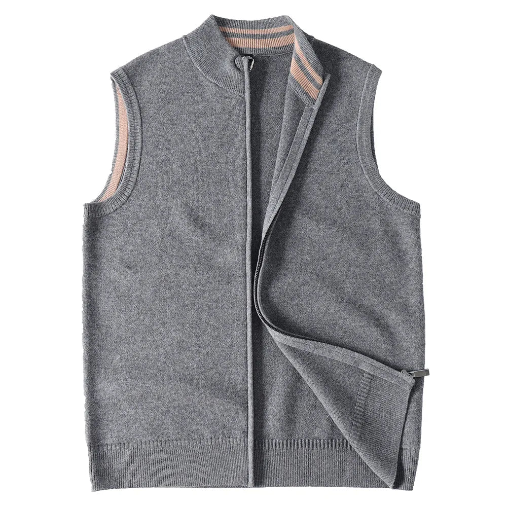 Thickened sleeveless knitted cardigan vest in loose fit women's autumn winter layering