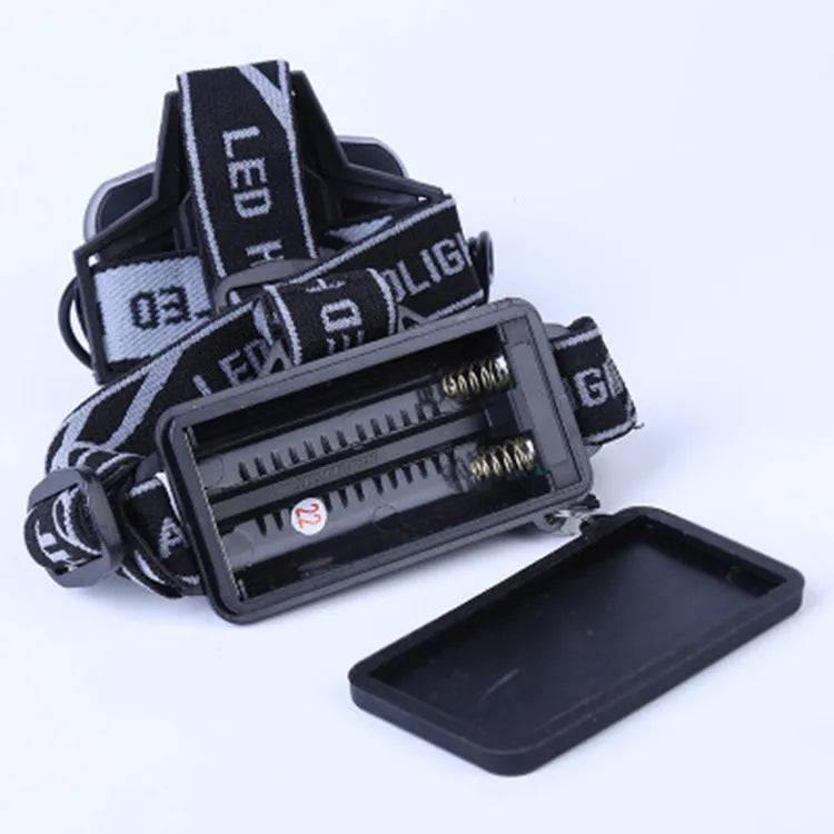 Fixed focus outdoor head torch with long-range LED beam for camping