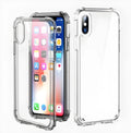 Transparent shockproof TPU iPhone case showing compatibility with multiple iPhone models