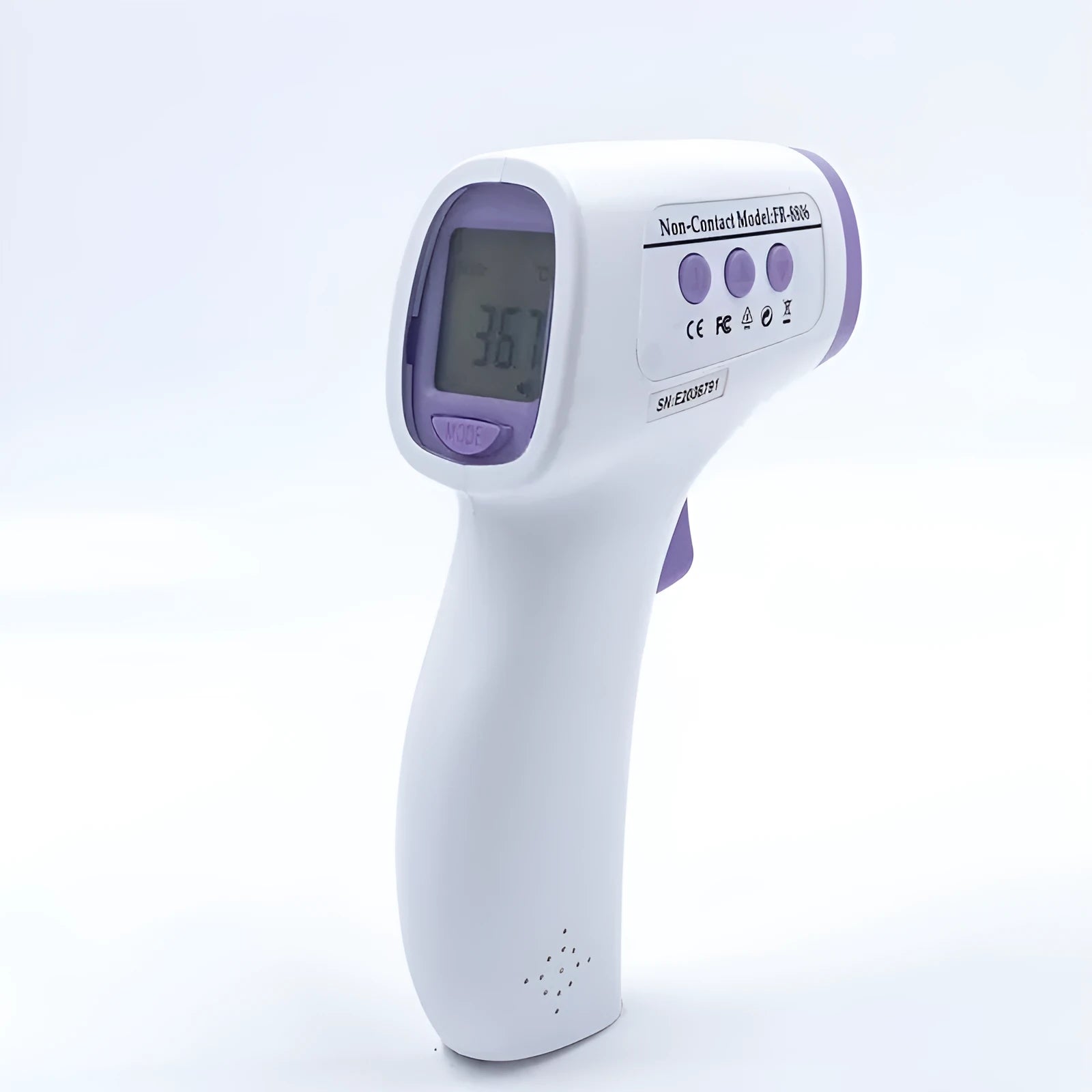 White digital thermometer with non-contact infrared sensor for temperature measurement