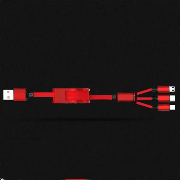 3 in 1 telescopic charging cable extended to 120cm with titanium connectors