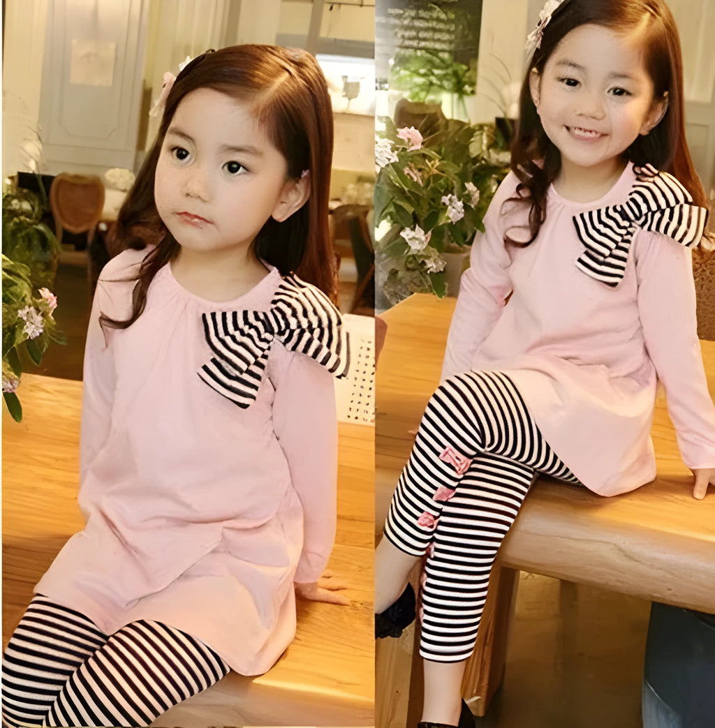 Pink cotton girls clothing set available in sizes 110cm 120cm 130cm 140cm