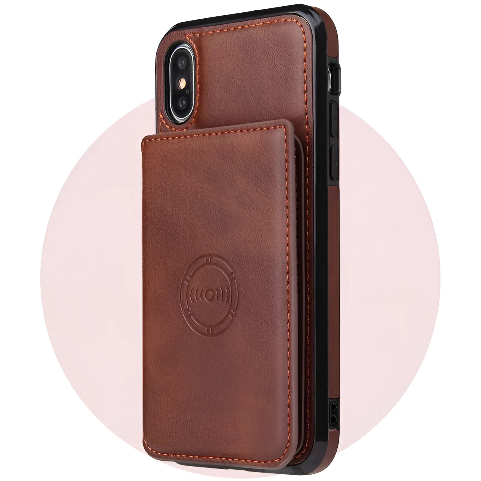 iPhone 11 card wallet case in imitation leather showing card slots on back cover