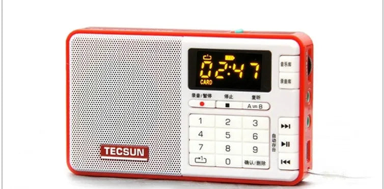Tecsun Q3 digital audio player and FM radio recorder in multiple colours