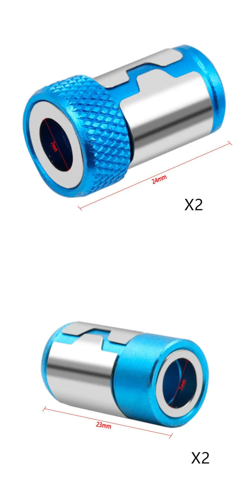 High carbon steel slotted screwdriver bit with a light blue magnetic ring.