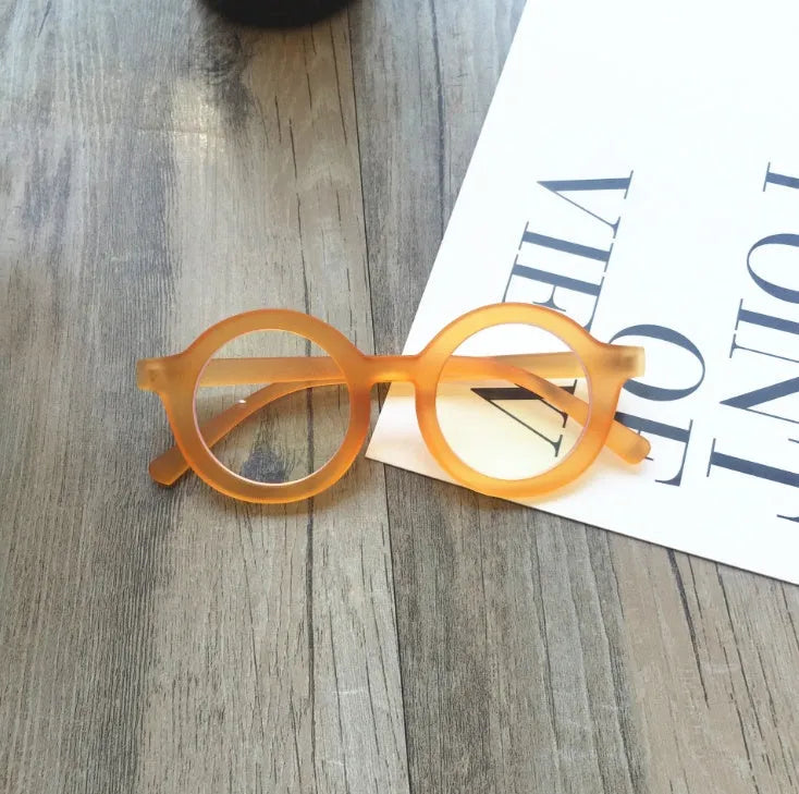 Retro round plastic frame glasses with anti-blue light lenses in six colour options