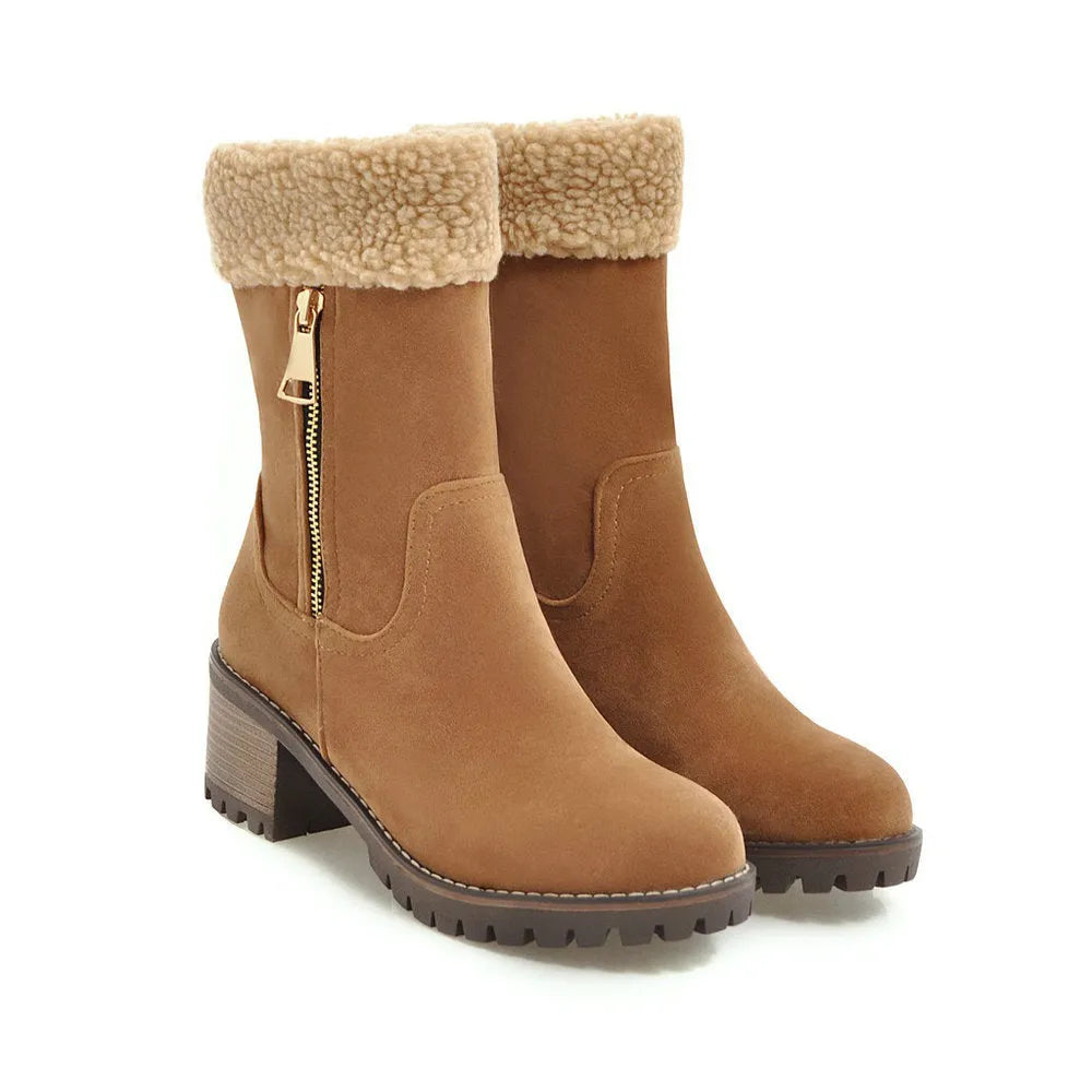 Men's ankle-high snow boots with a rubber sole and plush lining in black, grey, green, and orange colour options.