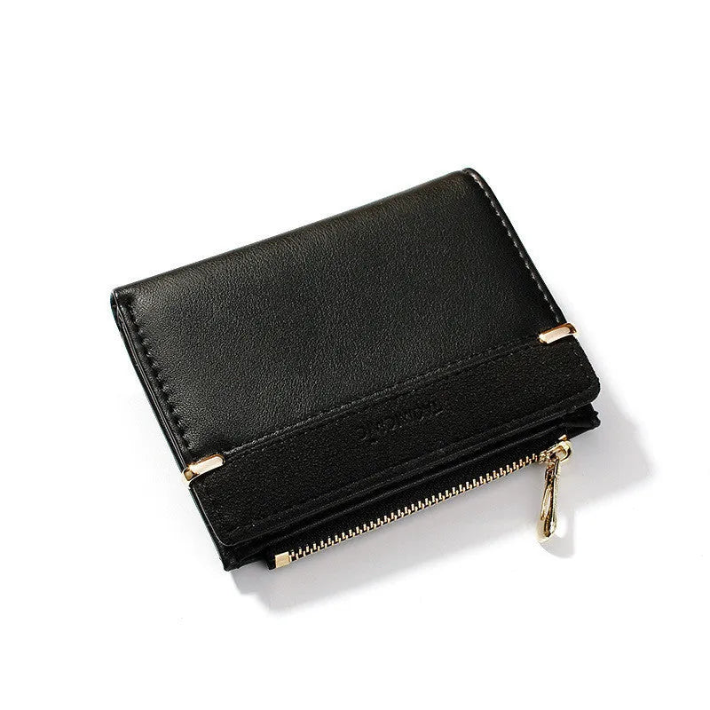 Ladies PU leather zipper wallet with multiple compartments including card slots and hidden storage