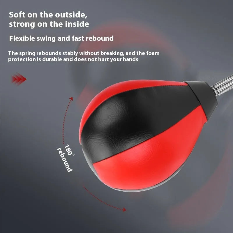 Pear-shaped boxing reaction ball with double suction cup mount and manual pump