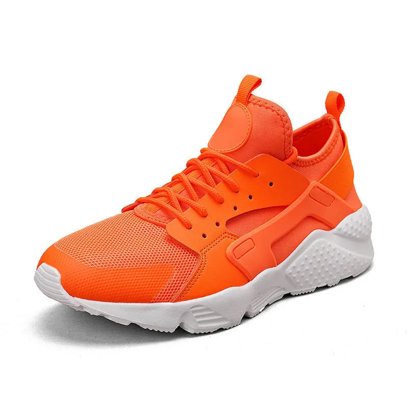Men's low top casual shoes with mesh upper and cross shoulder straps in fluorescent colours