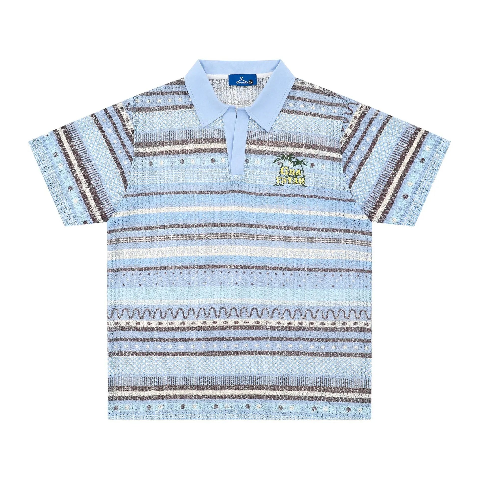 Men's printed casual shirt with short sleeves in loose fit available in yellow or blue colours