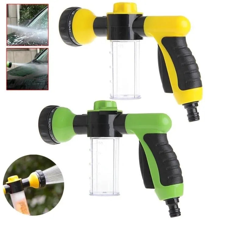 Green high pressure foam spray gun with adjustable nozzle for car washing and garden watering
