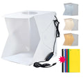40cm folding studio light box with LED ring light and six coloured backdrop cloths for product photography