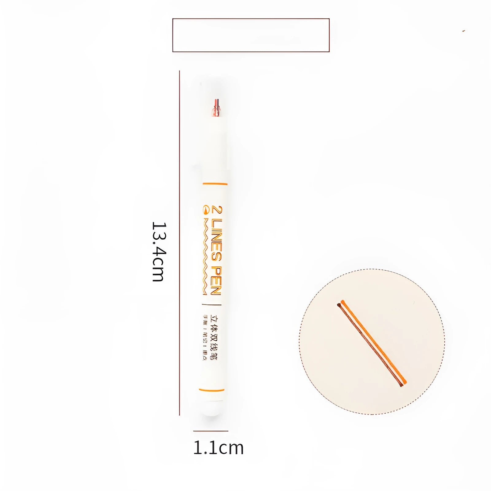 Double-tip highlighter pen with 0.5mm point for student textbook annotation
