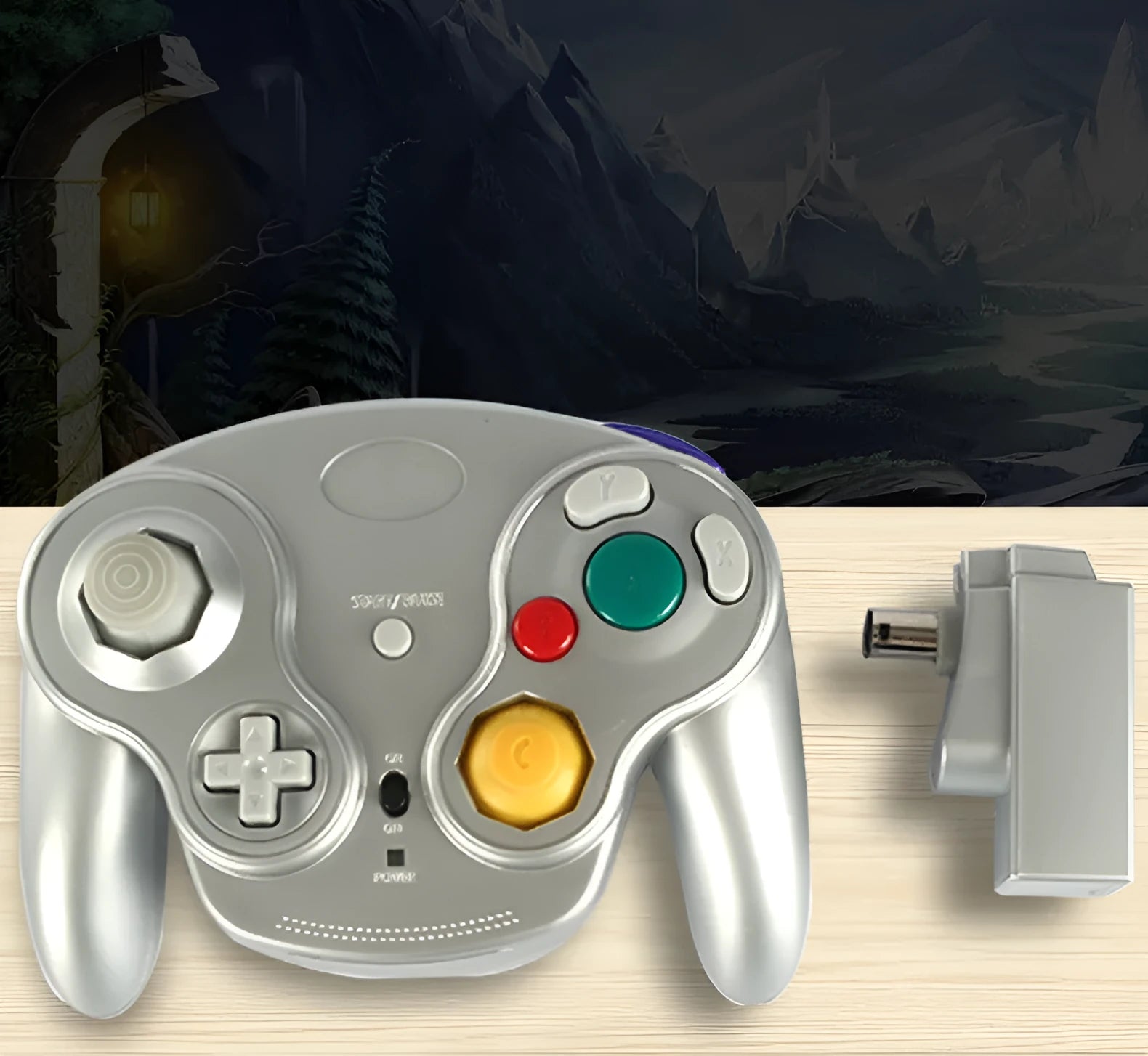 NGC 2.4G wireless game handle for Wii and Nintendo GameCube in multiple colours.