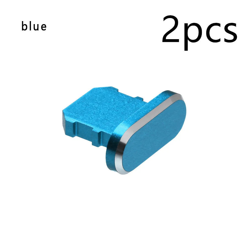 Aluminium alloy mobile phone charging port dust plug for iPhones, shown in rose gold colour.
