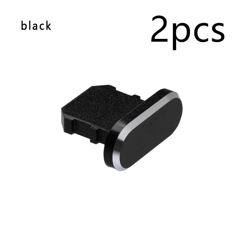 Aluminium alloy mobile phone charging port dust plug for iPhones, shown in rose gold colour.
