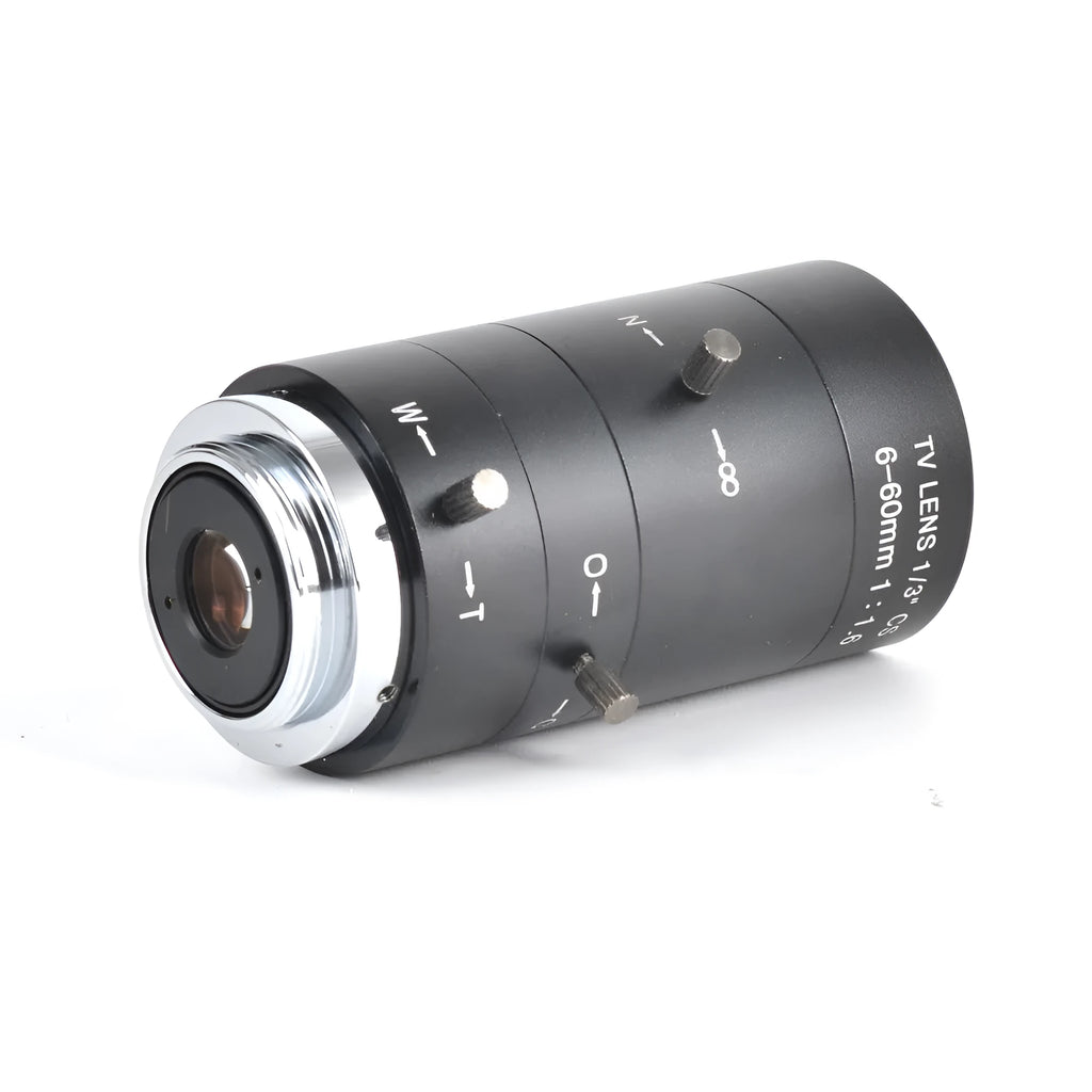 Black manual aperture 6-60mm CCTV camera lens with CS mount for security surveillance systems