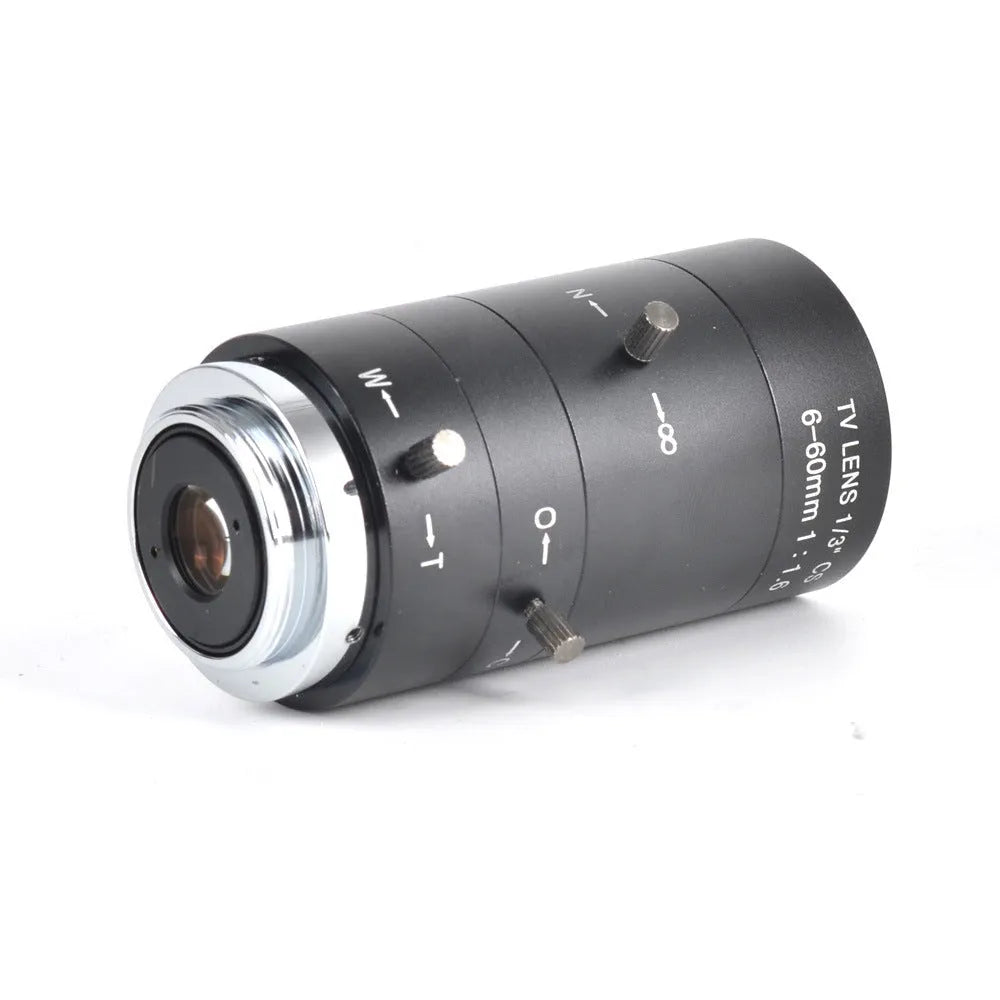 Black manual aperture 6-60mm CCTV camera lens with CS mount for security surveillance systems