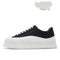 Women's thick sole platform sneakers with suede leather upper and cross-lace detailing