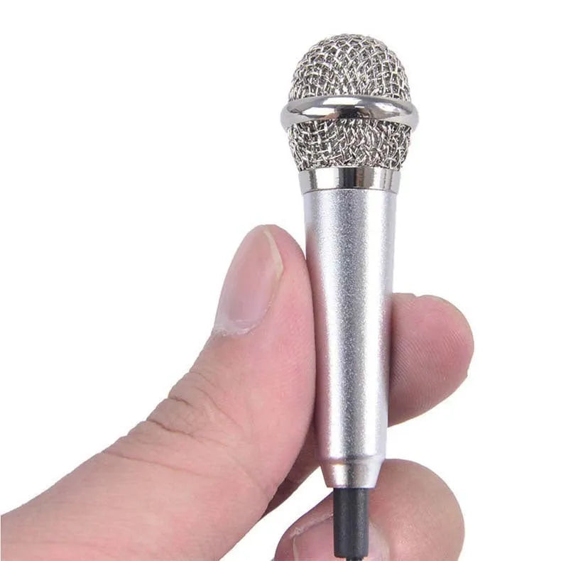 T3 model mini condenser wired microphone with 3.5mm plug in blue, gold, red, and silver colour options.