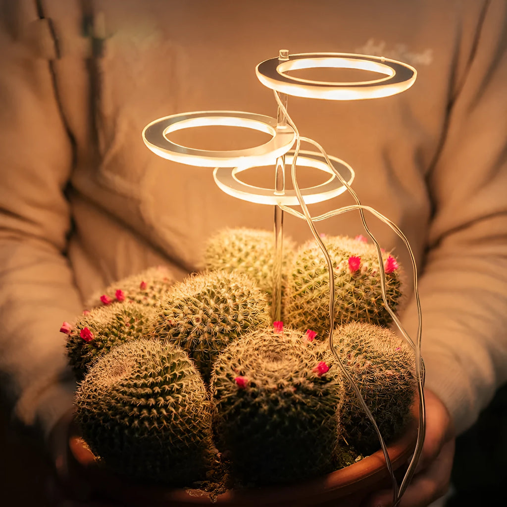 USB LED plant growth light with transparent housing and acrylic mounting stick