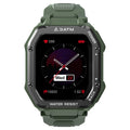 Army green outdoor sports smart watch with 1.3-inch display and silicone wristband showing 20 sports modes interface