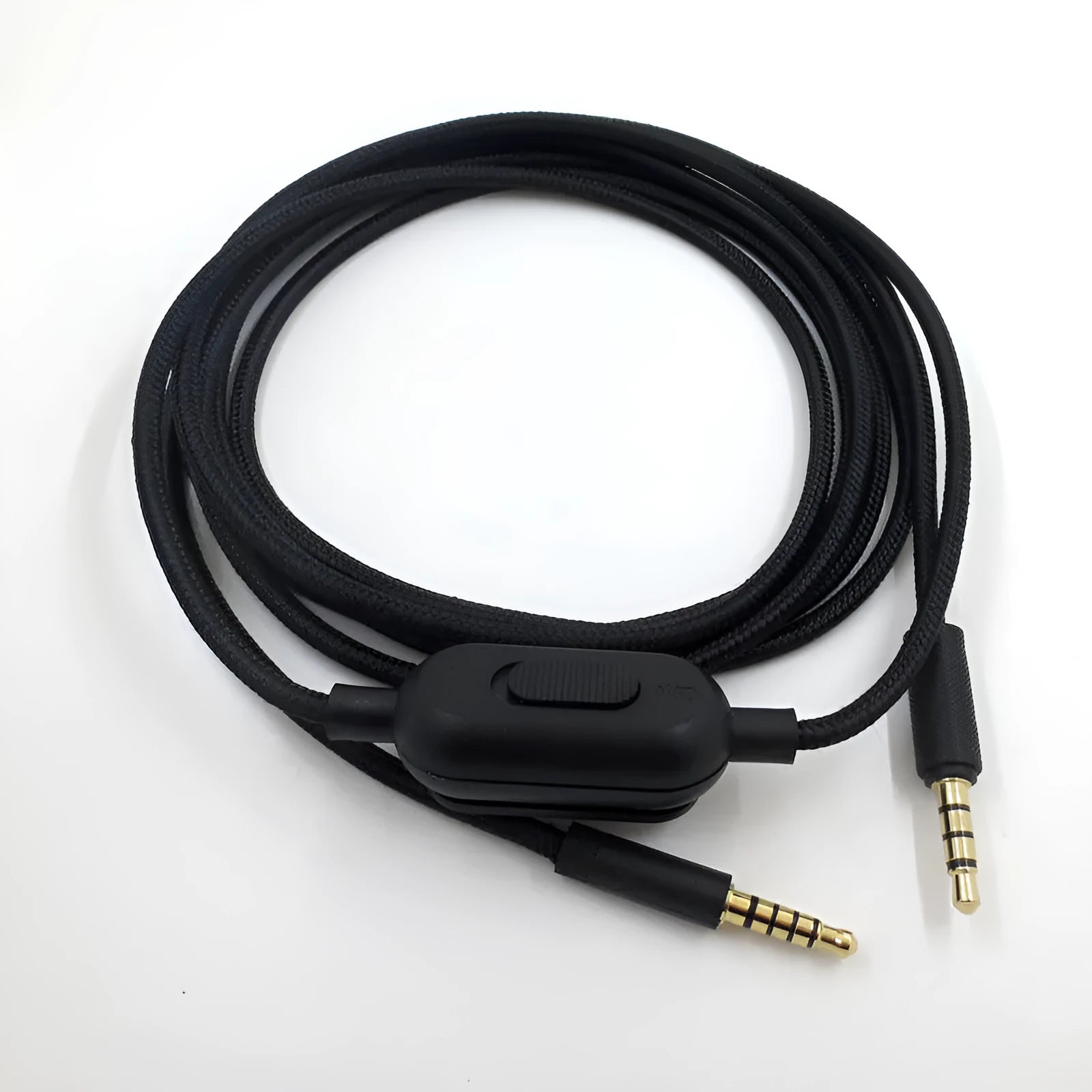Black universal audio cable with 0-type connectors for gaming headsets and digital products
