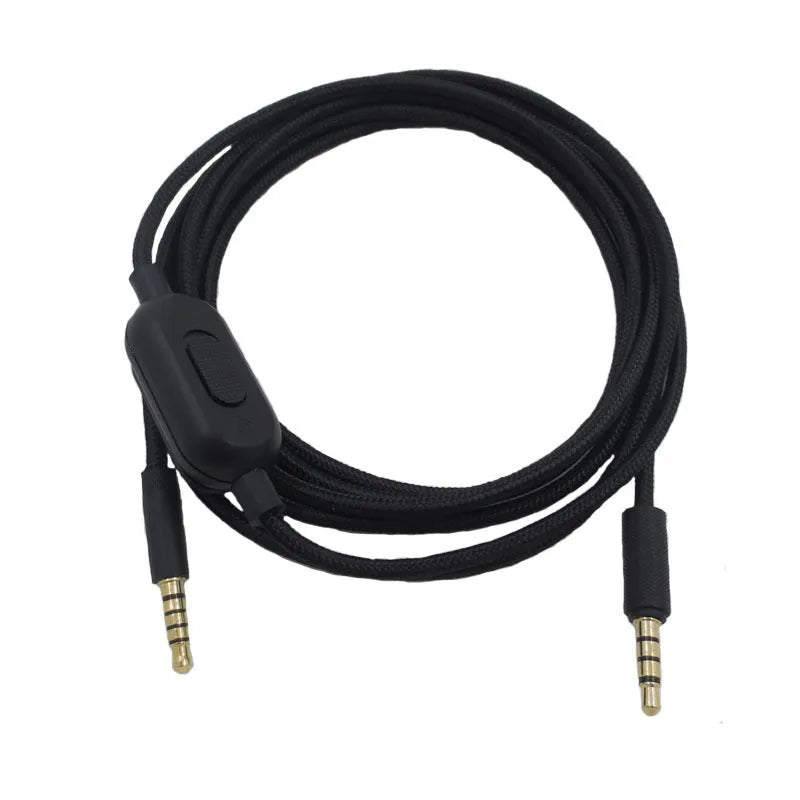 Black universal audio cable with 0-type connectors for gaming headsets and digital products