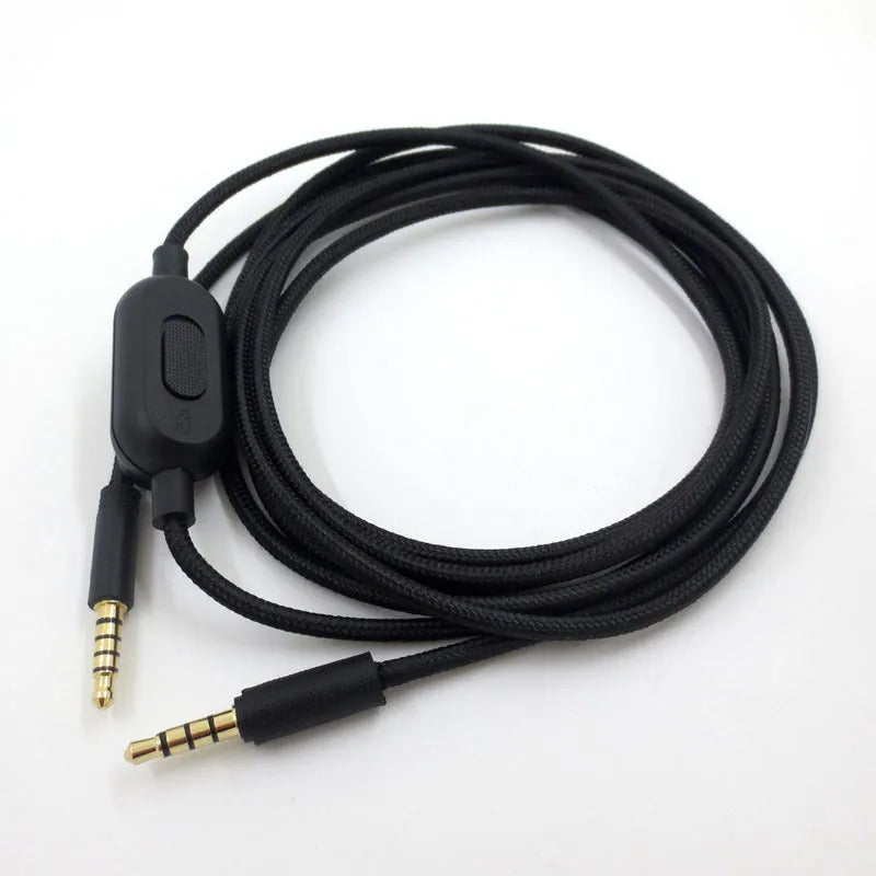Black universal audio cable with 0-type connectors for gaming headsets and digital products