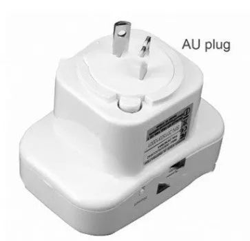 Compact WiFi signal amplifier with UK plug and network cable for extending wireless coverage