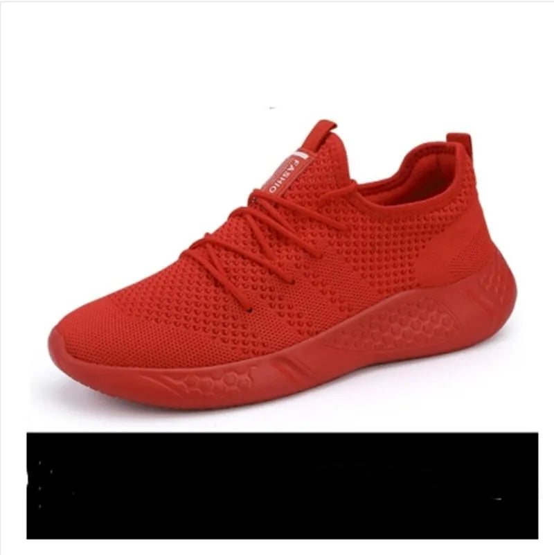 Men's black and white breathable mesh casual sport shoes with PVC sole and lace-up closure